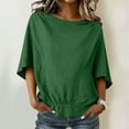 thumbnail image 2 of Guluxicc Womens Summer Cotton Linen Half Sleeve Shirt Crewneck Loose Fit Solid Oversized Basic Tee Blouse Banded Bottom Tops, 2 of 9