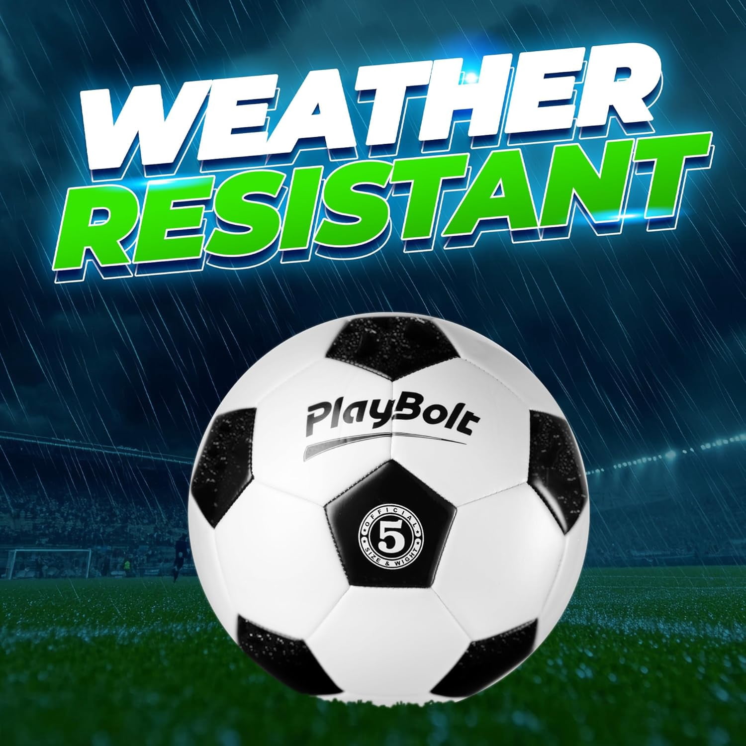PlayBolt Soccer Ball Size 5 – 1 Pack PVC Soccer Ball with Hand Pump for Teens & Adults – Match, Training & Outdoor Play