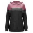 thumbnail image 2 of Color Block Ribbed Hoodies for Women Fall Winter Long Sleeve Hooded Sweatshirt with Pockets Pullover Tops, 2 of 4
