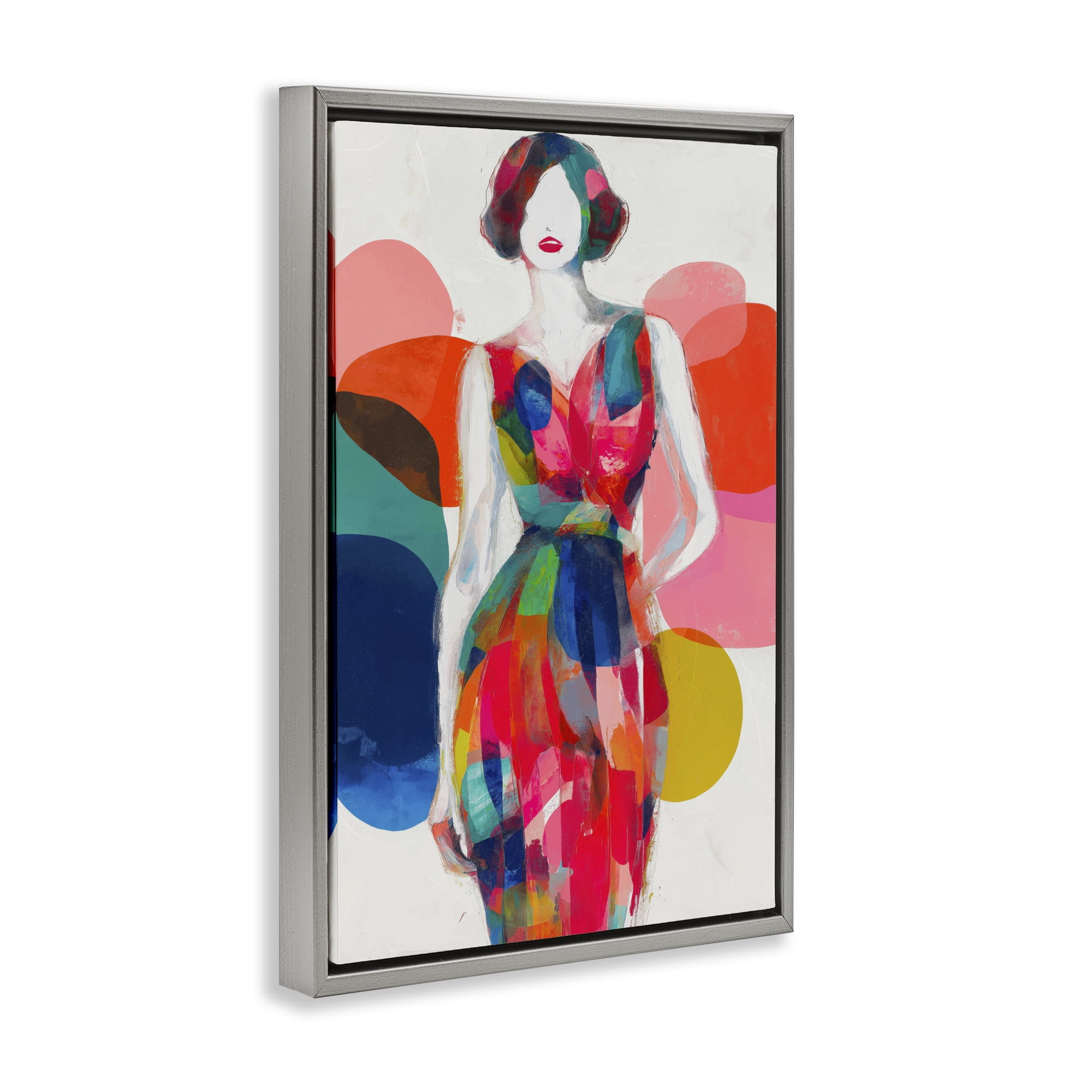 Stupell Industries Deco Fashion Woman Gray Framed Floater Canvas Wall Art, design by Chromatic Storm Studio