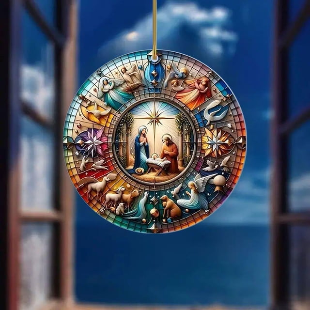 Xihbxyly Colgante de Nacimiento de Acrílico, Diseño de Escena de Nacimiento Navideño, Tecnología de Impresión Exquisita, Material Duradero, Decoración Navideña, Fácil de Colgar, Ideal para Reuniones