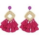 thumbnail image 1 of Laklulu Pendientes de borla bohemia hechos a mano colgantes étnicos con flecos tejidos de bambú geométricos cuadrados sector regalos para mujeres y niñas, 1 of 1