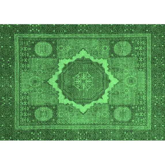 Ahgly Company Indoor Rectangle Abstract Emerald Green Modern Area Rugs, 6' x 9'