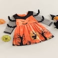 thumbnail image 3 of Filles Halloween Parti Robe Maille Patchwork Manches Robe Imprimée Chauve-Souris, 3 of 8
