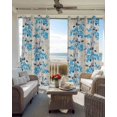 thumbnail image 4 of Blue Flowers Blackout Curtains, Light Blocking Print Window Curtains, Farmhouse Pastoral Spring Botanical Plants Thermal Insulated Window Drapes for Living Room Kitchen Cafe 2 Panels, 84"W x 84"L, 4 of 9
