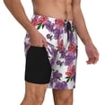 thumbnail image 2 of Sikiie Peonies Print Men's Double Layer Swimming Trunks, Adjustable Waistband and Pockets Sports Swimming Trunks, Beach Swimwear-Small, 2 of 6