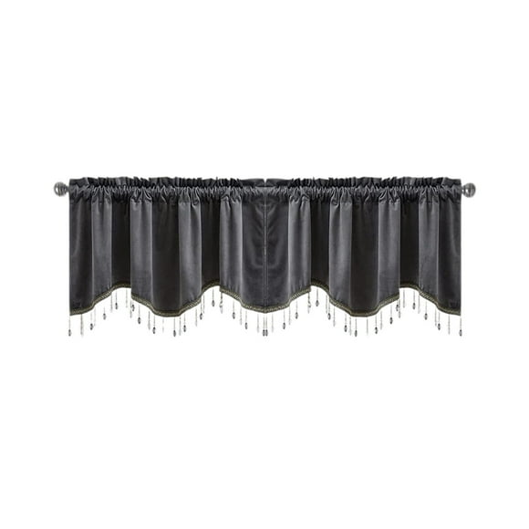 Elegant Fringed Window Curtains Patterned Rod Panels Stylish Short Drapes For Home Decor