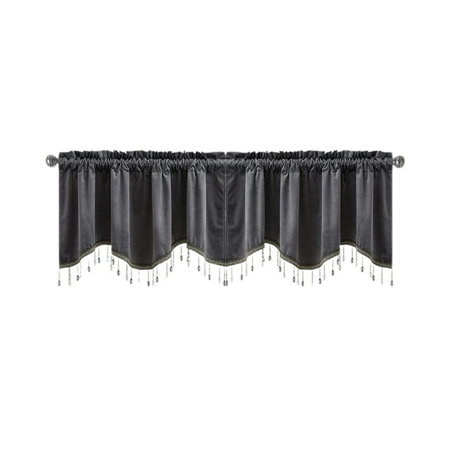 Ohufall Patterned Rod Pocket Curtain Panels Elegant Fringed Stylish Short Drapes For Living Room Home Decor Soft Curtains