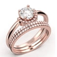 thumbnail image 3 of Fairy Minimalist 2.25 Carat Round Cut Diamond Moissanite Engagement Ring Wedding Ring, Two Matching Band in 10k Solid Rose Gold Shank, Gift For Her, Promise Ring, Anniversary, Trio Set, 3 of 4