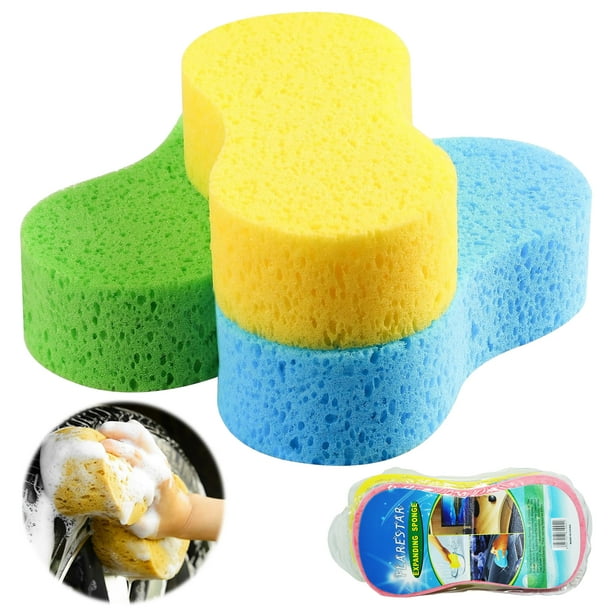 3 esponjas para lavar el coche, esponja grande colorida para el coche, esponja de limpieza multiusos para lavar la pantalla del coche, limpiar las ventanas y el exterior del coche, esponjas gigantes
