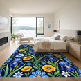 thumbnail image 3 of ODIKA 3'x5' Machine Washable Non-Slip Area Rug, Art Nouveau Navy Blue High Traffic Rug, Blue, 1268836, 3 of 7