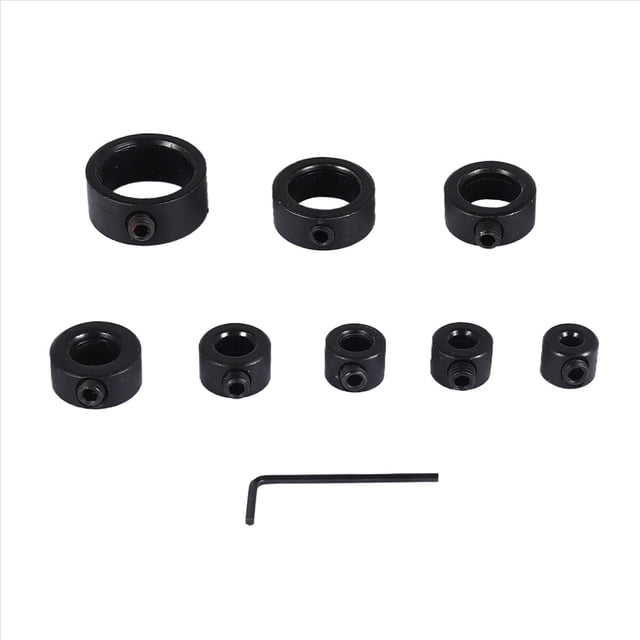 Juego de Collar Broca Taladro, Anillo LíMite Profundidad Taladro Ajustable 9 Piezas con Acero Al Carbono para Brocas