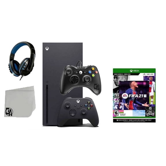 Pre-Owned Xbox Series X Video Game Console Black with FIFA 21 BOLT AXTION Bundle with 2 Controller ( )