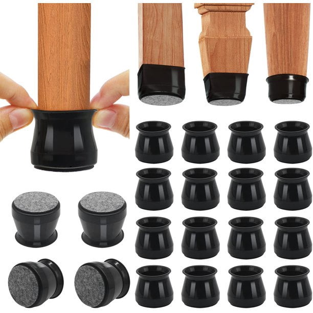 32 Pcs Chair Leg Floor Protectors for Hardwood Floors, Black Sliders