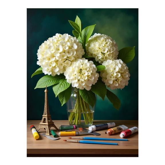 Diamond Art Kits for Adults - White Hydrangeas Art Supplies Tower 5d Diamond Painting for Adults, Diamond Art for Adults Beginners, Frameless Diamond Painting Kits for Adults for Home Wall Decor