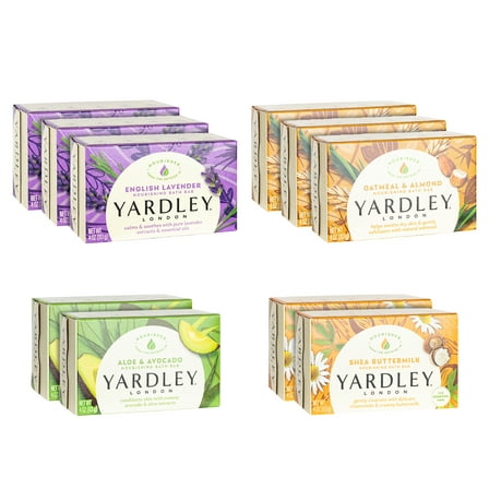 Yardley London Botanical Bath Bar Bundle, 4-scent Variety Pack, 10x4oz bars