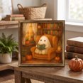 thumbnail image 2 of huayou Cute Ghost Reading Print Framed Art, 7.87x7.87 inch, Halloween Wall Ornament, Vintage Picture Decor for Living Room, Mantel, Indoor Seasonal Home Layout, 2 of 7