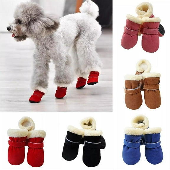 BETTERLIFE 4pcs/set Puppy Shoes Winter Dog Anti-slip Rain Snow UK Warm Thick Footwear L4E4