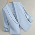 thumbnail image 2 of ZQUUVOU Women Business Blazers with Solid Color Long Sleeve Pocket Suit Jacket (Blue,S), 2 of 5
