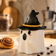 thumbnail image 2 of Halloween 16.2 oz Coffee Mug, Cute Tea Coffee Mugs, Ceramic Witch Hat Coffee Cups with Lids, Halloween Gifts for Women Cat Lovers, Mugs for Halloween Decor Party (White), 2 of 7