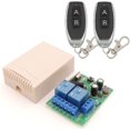 thumbnail image 1 of Interruptor remoto inalámbrico RF de 433 MHz, receptor de relé de 2 canales CA 110 V/220 V/230 V/240 V con 2 controles remotos para puerta de garaje/persiana enrollable/luces/bombas, 1 of 5