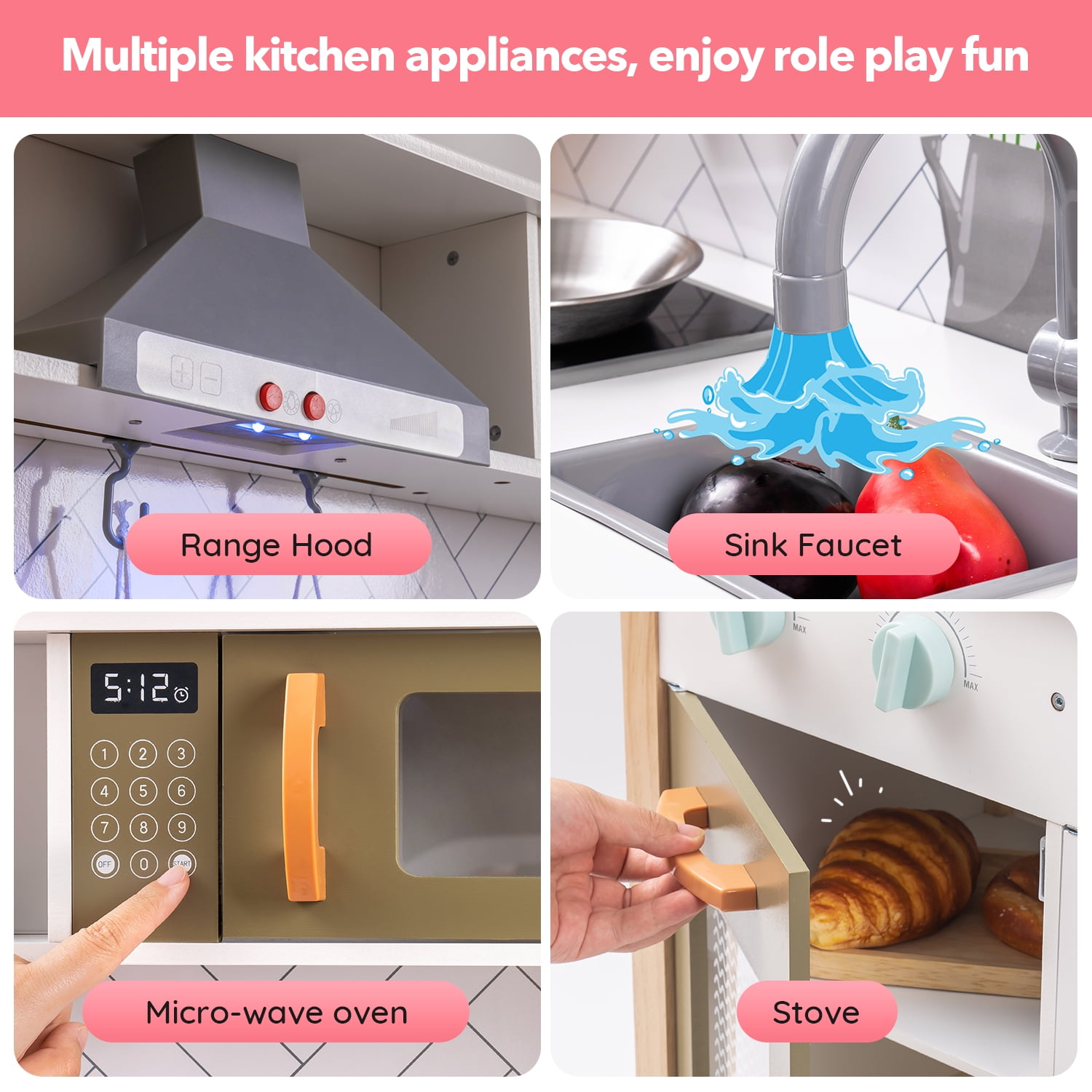 Shimirth Pretend Play Kitchen Accessories Playset, 38Pcs Kids Play