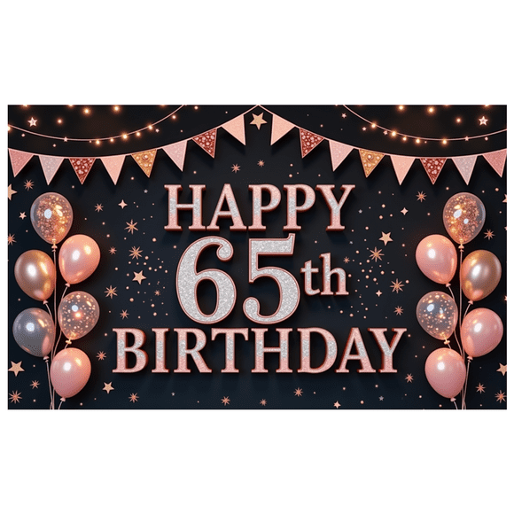 Decorative Design Happy 65th Birthday Banner Balloon Decoration Party Decoration Birthday Party for Senior Celebration Event