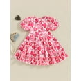 thumbnail image 5 of Musuos Kids Girl’s Valentine's Day Dress, Heart Print Short Sleeve Crew Neck Summer Dress, Red, 5 of 9