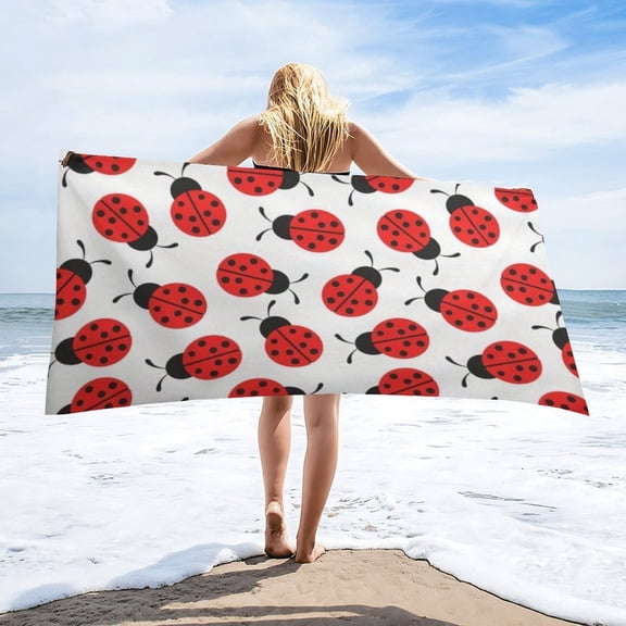 Cute Red Ladybug Beach Towel Microfiber Quick Dry Pool Towels Beach Accessories Travel Bath Sheets Towels for Adults Beach Blanket Pool Towel