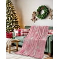 thumbnail image 2 of Pink Christmas Snowflakes Flannel Blanket for Bed,Travel and Camping, Winter Snowfall Shiny White Modern Super Soft Cozy Blanket for All Seasons 40" x 60", 2 of 6