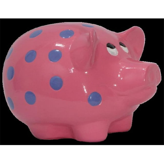Metrotex Designs 47086 Pol-Ka-Dot Hot Pink And Violet Piggy Bank With Removable Bottom Stopper