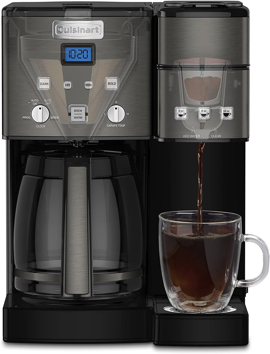 Cuisinart Single Serve + 12 Cup Coffee Maker, Offers 3-Sizes: 6-Ounces,  8-Ounces and 10-Ounces, Stainless Steel, SS-15P1