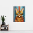 thumbnail image 4 of Bengal Cat Geometric Folk Art Portrait Orange Blue Oil Painting Extra Large XL Wall Art Poster Print, 4 of 5