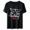 thumbnail image 4 of EGNMCR T-Shirts pour Femmes T-Shirt d'Été pour Femmes à Imprimé, Manches Courtes, Col Rond, T-Shirt Blouse à Imprimé de Lettres, 4 of 7