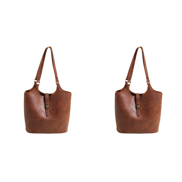 Bolso Mano para Mujer Hombro Casual Retro Cuero PU El (marrón)