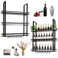 thumbnail image 6 of puresly 3 Tier Wall Mounted Liquor Bottles Floating Shelves Metal Hanging Bar Liquor Shelves with Glass Holder for Kitchen Dining Room Home Decor, 6 of 8
