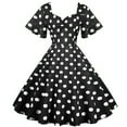 thumbnail image 5 of Vestido elegante vintage de lunares de los años 50 y 60 para mujer, vestido de verano estilo rockabilly con mangas de mariposa para fiesta y cóctel, 5 of 5
