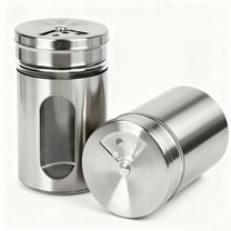 Qissep Salt and Pepper Shakers Sets with Adjustable Pour Holes, 2Pcs Stainless Steel Spice Dispenser for Salt, Sugar, Cinnamon, and Pepper-Stylish Kitchen Seasoning and Spice Shaker Set,Silver