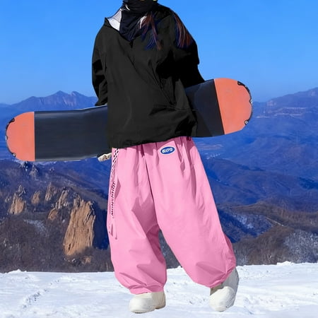 LEWKW Women s Winter Ski Suits 2 Piece Snowboarding Outfits Waterproof Hooded Pullover & Baggy Pants Sets Outdoor Warm Windproof Snow Active Clothing