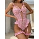 thumbnail image 3 of Lencería sexy de una pieza de tres puntos sin espalda con encaje bordado para mujer, 3 of 5