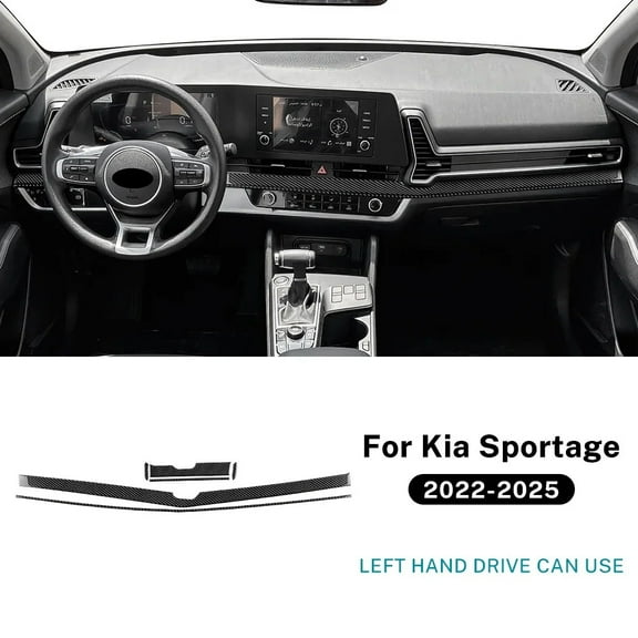 For Kia Sportage 2022 2023 2024 2025 LHD RHD Car Instrument  Strip Panel Interior Accessories Real Soft Carbon Fiber Sticker.
