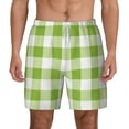 thumbnail image 2 of Goofa White Green Plaid Printed Men's Swim Trunks Board Shorts Quick Dry Mens Swimming Trunks with Compression Liner,Breathable Fit Hawaii Beach Shorts-3X-Large, 2 of 9