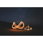 People Light Sparks Swirls Night Sky Fire Camping-20 Inch By 30 Inch Laminated Poster With Bright Colors And Vivid Imagery-Fits Perfectly In Many Attractive Frames