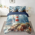 thumbnail image 2 of Feelyou Kids Ocean Lighthouse Twin Bedding Sets 7-Piece, Cartoon Seagull Animal Bedding Comforter Set, Nautical Theme Reversible Sheet Sets, Lightweight Room Decor, 2 of 7