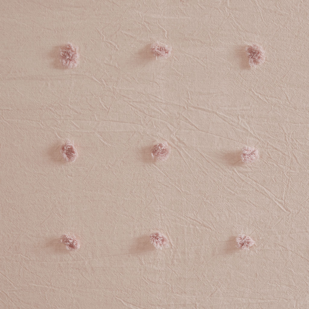 MAYEERTY 100% Cotton Jacquard Pom Pom Shower Curtain, Pink