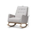 thumbnail image 2 of Baxton Studio Marlena Mid-Century Modern Greyish Beige Fabric Upholstered Whitewash Wood Rocking Chair, 2 of 9