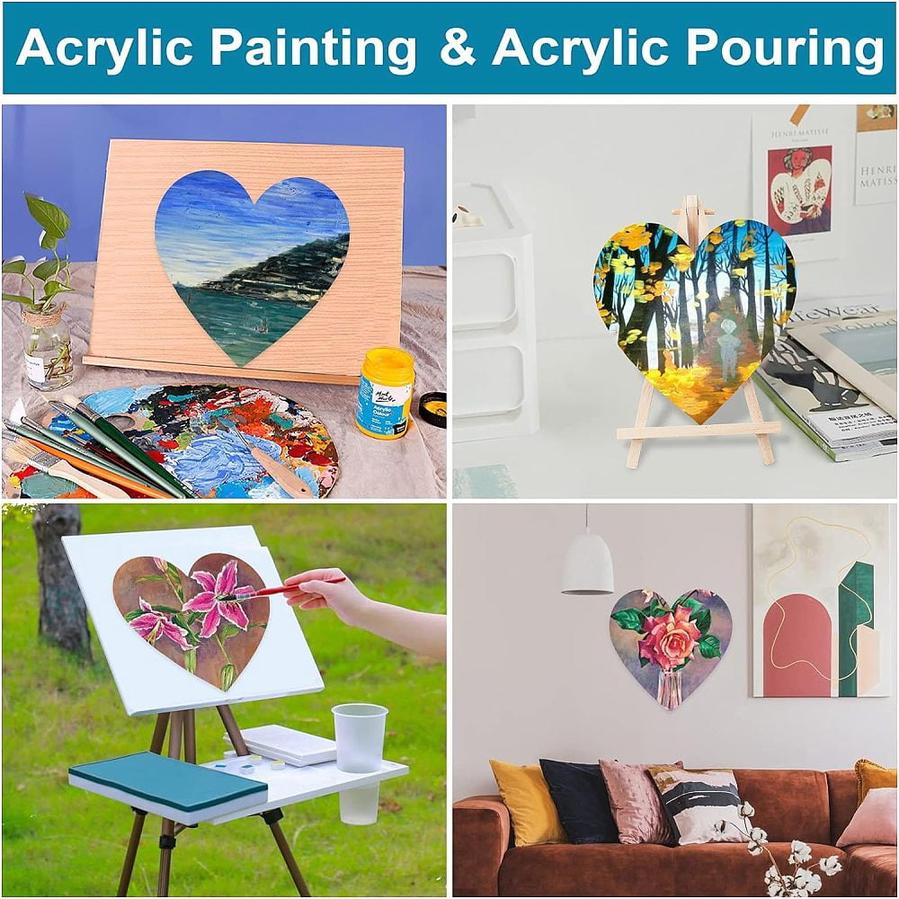 12 Pcs Heart Painting Canvas Panels 5.9inch Blank Canvas Drawing Boards for Oil Acrylic Painting Students Artist Hobby Painters and Beginners 15x15cm