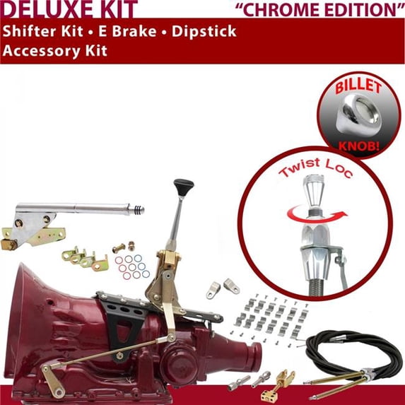 American Shifter 4L60E Shifter Kit Chrome 6 in. E Brake Cable Clamp Clevis Dipstick for EBCD5