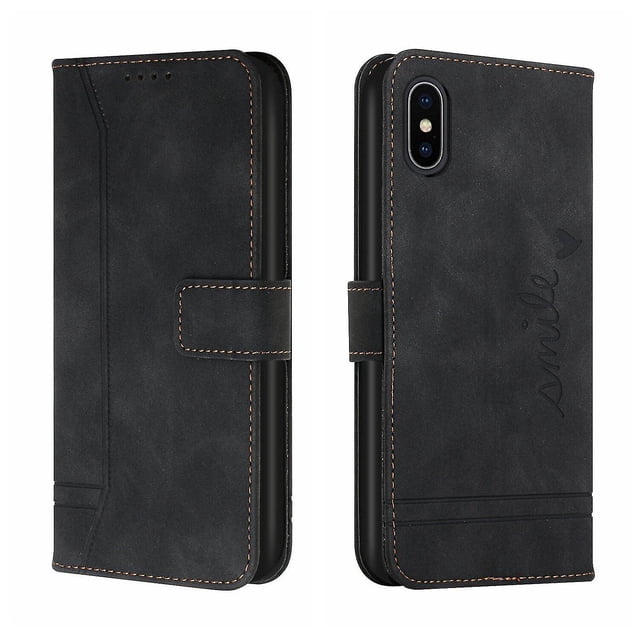 Funda con tapa estilo vintage para iPhone X/XS, ranura para múltiples tarjetas, protección total, estilo retro, material PU+TPU