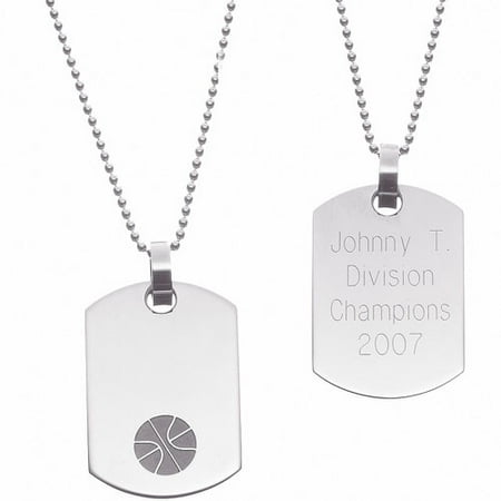 Personalized Stainless Steel Sports Dog Tag, Basketball